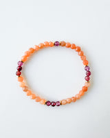 Peach Moonstone · Garnet Crystal Bracelet - Blush Fire
