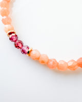 Peach Moonstone · Garnet Crystal Bracelet - Blush Fire