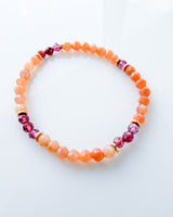 Peach Moonstone · Garnet Crystal Bracelet - Blush Fire