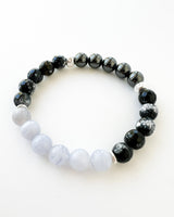 Blue Lace agate · Dragon Vein Agate · Hematite Crystal Bracelet -Quiet Reign