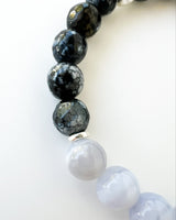 Blue Lace agate · Dragon Vein Agate · Hematite Crystal Bracelet -Quiet Reign