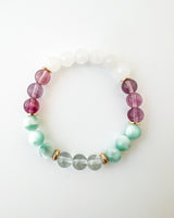 Blue Topaz · Green Moonstone · Fluorite · Ice Mountain Jade Crystal Bracelet - The Monica