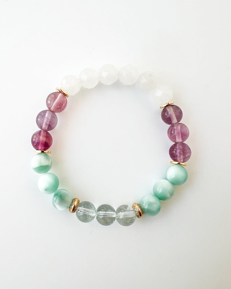 Blue Topaz · Green Moonstone · Fluorite · Ice Mountain Jade Crystal Bracelet - The Monica