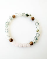 Rose Quartz · Sandalwood · Moss Blossom Agate Crystal Bracelet -Whimsy