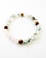 Rose Quartz · Sandalwood · Moss Blossom Agate Crystal Bracelet -Whimsy