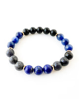 Lapis Lazuli · Blue Rutilated Quartz · Blue Kyanite · Shungite Crystal Bracelet - Pineal Health