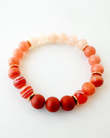 Matte Red Jasper · Banded Agate · Orange Calcite · Peach Chalcedony Crystal Bracelet -Summer