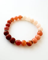 Matte Red Jasper · Banded Agate · Orange Calcite · Peach Chalcedony Crystal Bracelet -Summer