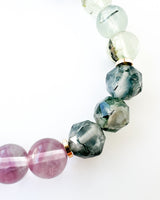 Pink Fluorite · Moss Agate · Prehnite with Epidote Crystal Bracelet - Wildflower
