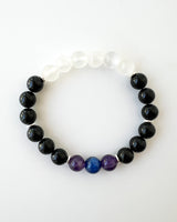 Blue Kyanite + Amethyst + Shungite + Black Tourmaline + Selenite Crystal Bracelet - Back to School
