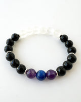 Blue Kyanite + Amethyst + Shungite + Black Tourmaline + Selenite Crystal Bracelet - Back to School