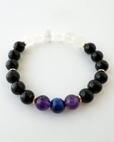Blue Kyanite + Amethyst + Shungite + Black Tourmaline + Selenite Crystal Bracelet - Back to School
