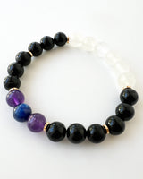 Blue Kyanite + Amethyst + Shungite + Black Tourmaline + Selenite Crystal Bracelet - Back to School