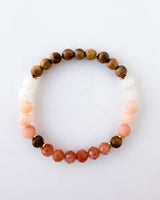 Sandalwood, Peach Aventurine, and Sunstone Bracelet - Golden Horizon