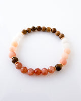 Sandalwood, Peach Aventurine, and Sunstone Bracelet - Golden Horizon