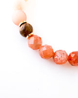 Sandalwood, Peach Aventurine, and Sunstone Bracelet - Golden Horizon