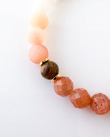 Sandalwood, Peach Aventurine, and Sunstone Bracelet - Golden Horizon