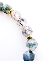 Tourmalinated Quartz · Moss Agate Crystal Bracelet - Unbound