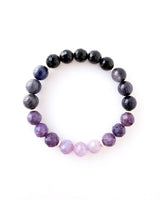 Lavender Ruby, Lepidolite, Blue Rutile Quartz, and Onyx Bracelet - Follow Through