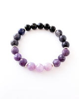Lavender Ruby, Lepidolite, Blue Rutile Quartz, and Onyx Bracelet - Follow Through