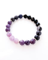 Lavender Ruby, Lepidolite, Blue Rutile Quartz, and Onyx Bracelet - Follow Through