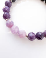 Lavender Ruby, Lepidolite, Blue Rutile Quartz, and Onyx Bracelet - Follow Through