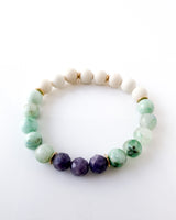 Lepidolite · Chrysoprase in Quartz · Ivory Jade Bracelet - Nurtured