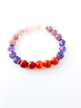 Red Botswana Agate, Amethyst, and Madagascar Rose Quartz  Bracelet - Heart Alchemy