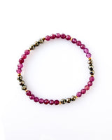 Pink Garnet and Pyrite Crystal Bracelet - Devotion