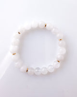 White Jade · Rainbow Moonstone  Bracelet - Simplicity