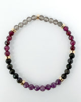 Purple Ruby · Australian Black Opal · Purple Garnet · Smoky Quartz Crystal Bracelet - I am Enough