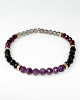 Purple Ruby · Australian Black Opal · Purple Garnet · Smoky Quartz Crystal Bracelet - I am Enough