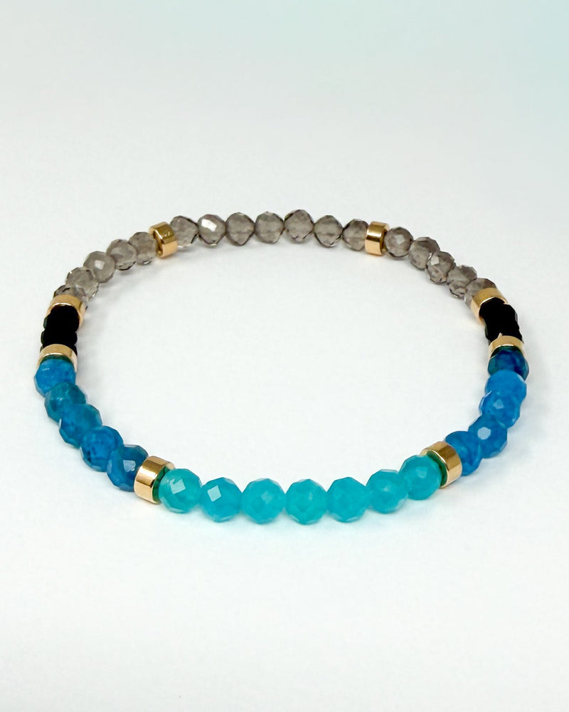 Amazonite · Apatite · Black Tourmaline · Smoky Quartz Crystal Bracelet - I Speak My Truth