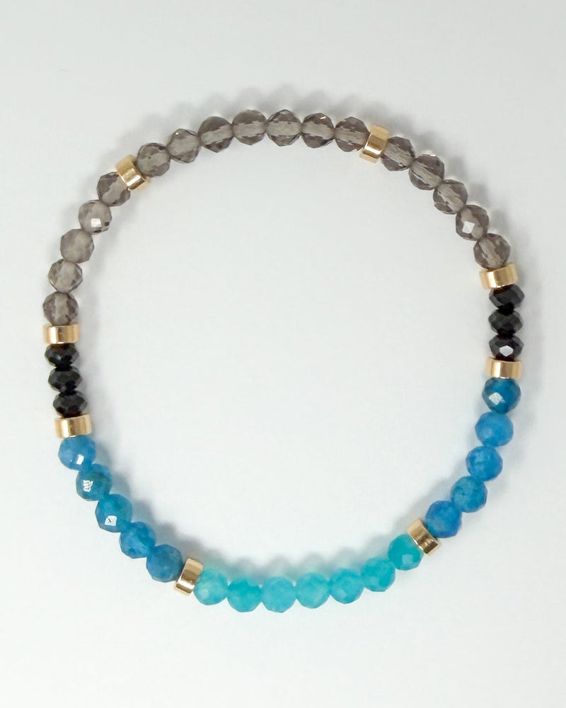 Amazonite · Apatite · Black Tourmaline · Smoky Quartz Crystal Bracelet - I Speak My Truth
