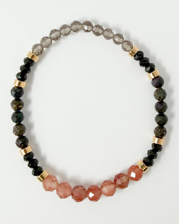 Lazasine · Black Tourmaline · Black Opal · Smoky Quartz Crystal Bracelet - I am Safe