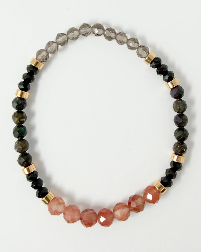 Lazasine · Black Tourmaline · Black Opal · Smoky Quartz Crystal Bracelet - I am Safe