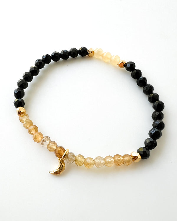 Golden Tourmaline · Navy Sapphire · Honey Calcite Crystal Bracelet - Fall Equinox