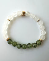White Jade + Prehnite Crystal Bracelet - Self Awareness