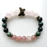 Strawberry Quartz + Kambaba Jasper + Rose Quartz Crystal Bracelet - NEW BEGINNINGS