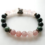 Strawberry Quartz + Kambaba Jasper + Rose Quartz Crystal Bracelet - NEW BEGINNINGS