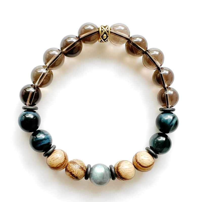 Labradorite  + Tigers Eye + Quartz Crystal Bracelet - Father