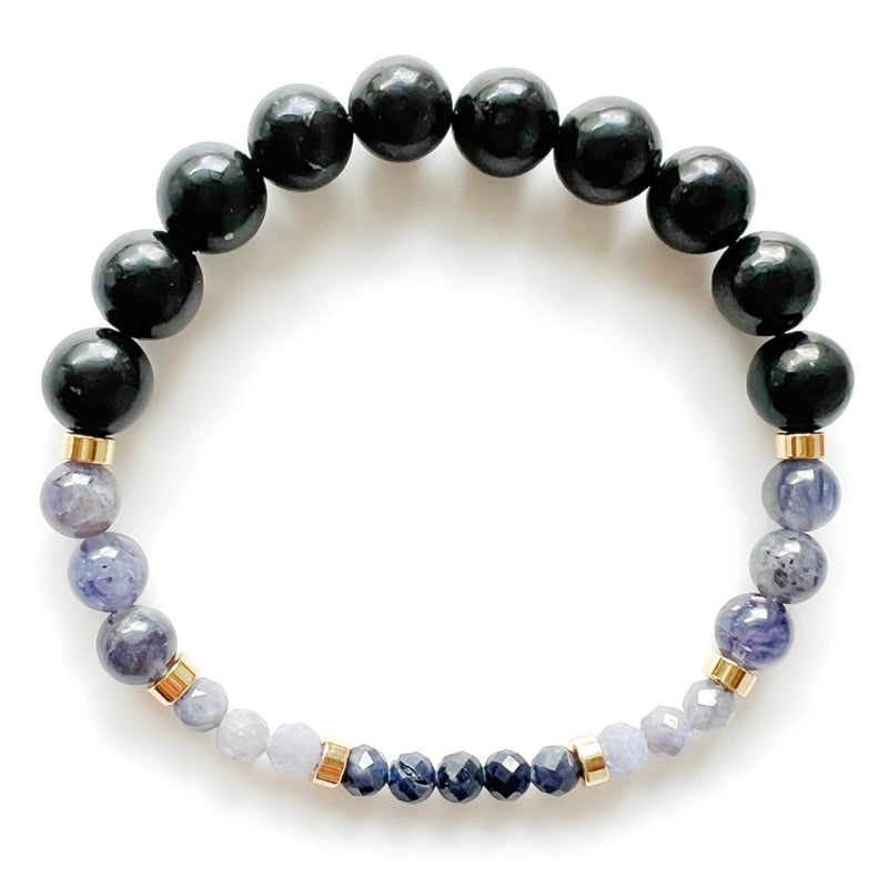 Sapphire + Tanzanite + Iolite + Shungite Crystal Bracelet - Detox