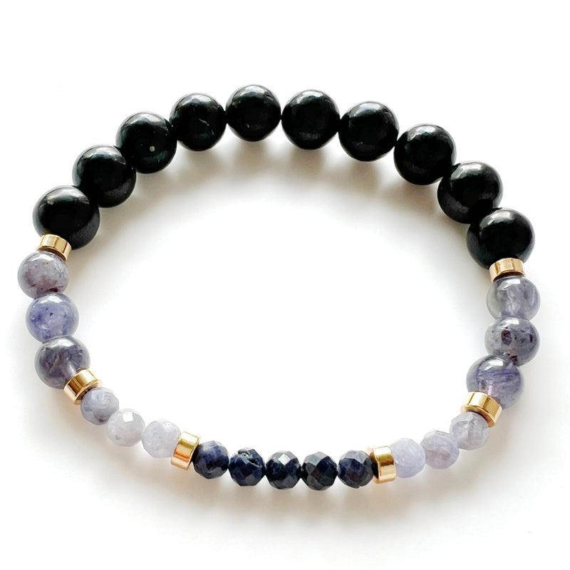 Sapphire + Tanzanite + Iolite + Shungite Crystal Bracelet - Detox