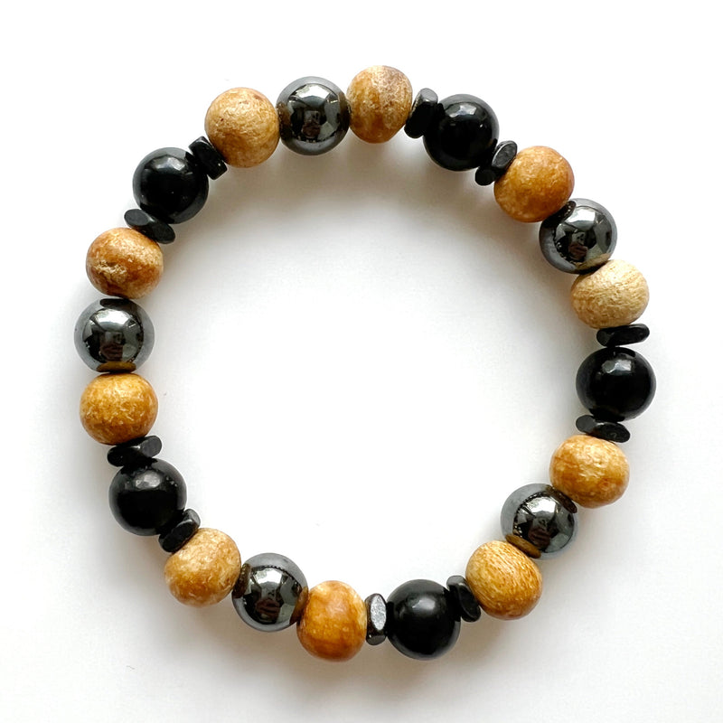 Palo Santo + Hematite + Shungite Crystal Bracelet - Bug Off