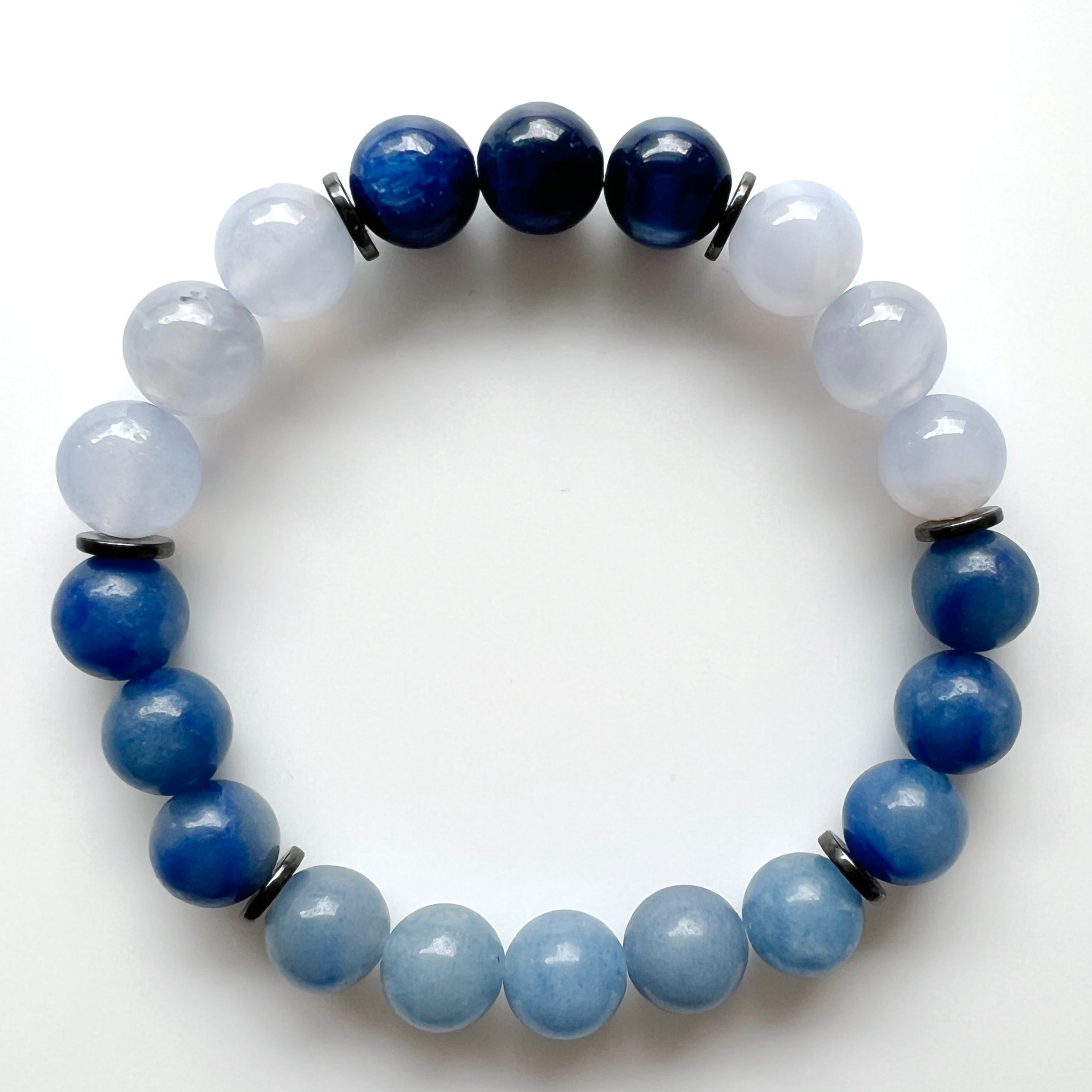 Kyanite + Blue Lace Agate + Aventurine Crystal Bracelet - Pain Relief ...