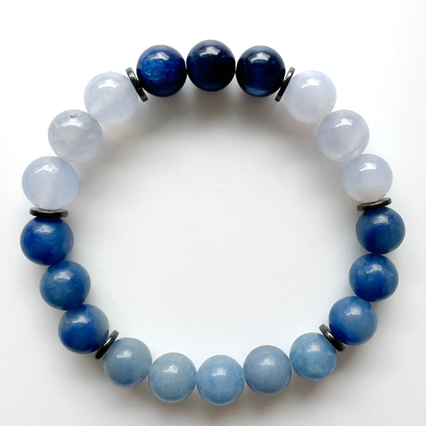 Kyanite + Blue Lace Agate + Aventurine Crystal Bracelet - Pain Relief