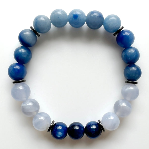 Kyanite + Blue Lace Agate + Aventurine Crystal Bracelet - Pain Relief