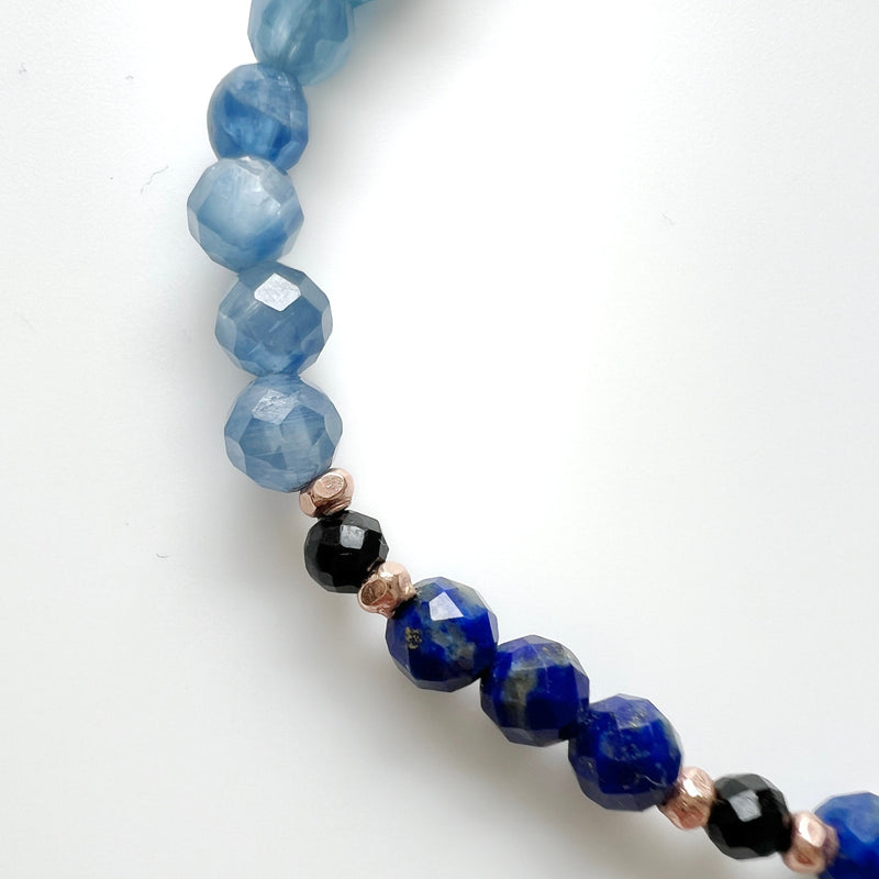 Lapis Lazuli + Kyanite + Black Tourmaline Crystal Bracelet - Grace