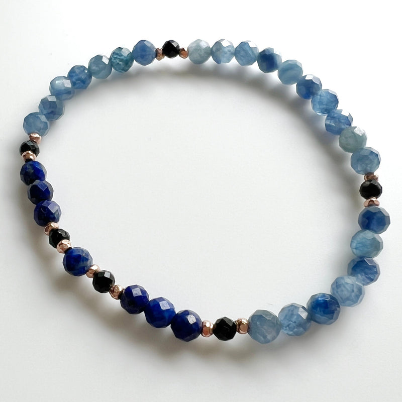 Lapis Lazuli + Kyanite + Black Tourmaline Crystal Bracelet - Grace