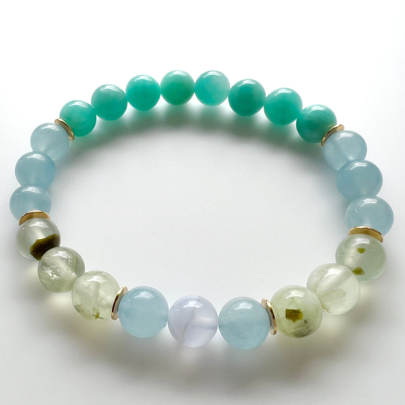 Blue Lace Agate · Aquamarine · Prehnite · Amazonite Crystal Bracelet - The Writer 